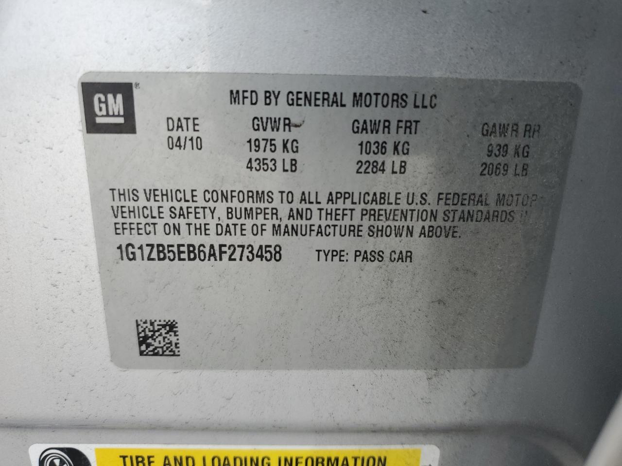 2010 Chevrolet Malibu Ls VIN: 1G1ZB5EB6AF273458 Lot: 69045635