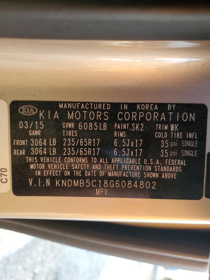 2016 Kia Sedona Lx VIN: KNDMB5C18G6084802 Lot: 68723895
