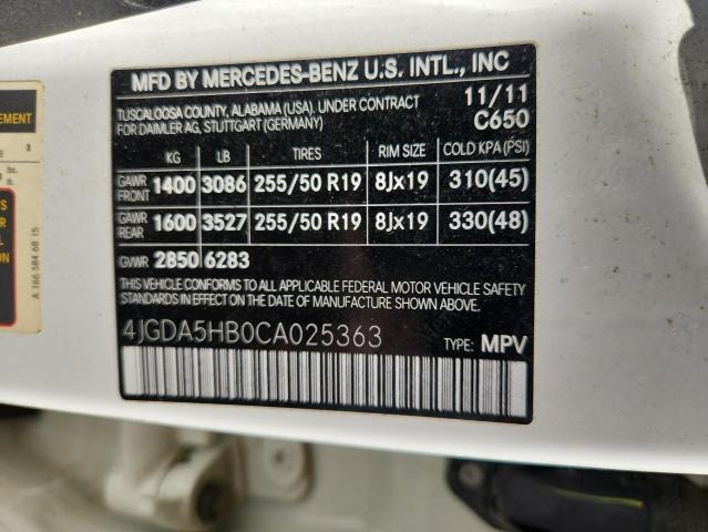 2012 MERCEDES-BENZ ML 350 4MATIC  