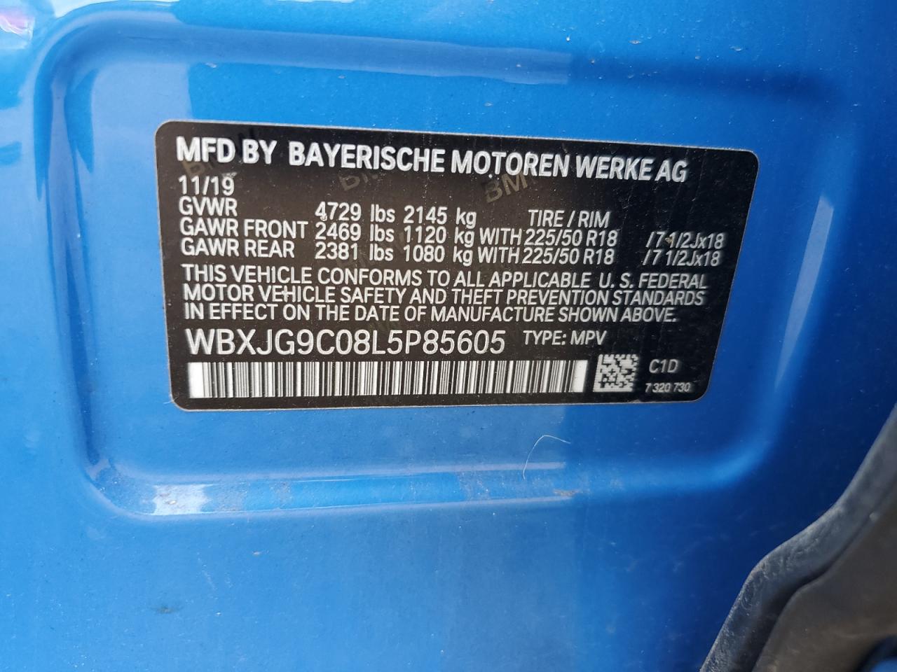 2020 BMW X1 xDrive28I VIN: WBXJG9C08L5P85605 Lot: 66677225