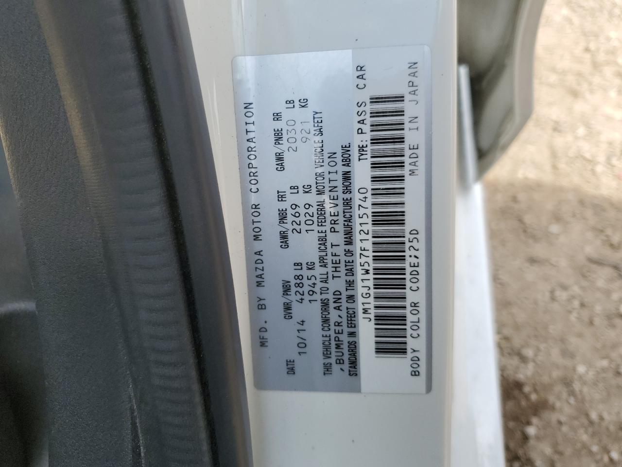 2015 Mazda 6 Grand Touring VIN: JM1GJ1W57F1215740 Lot: 68022335