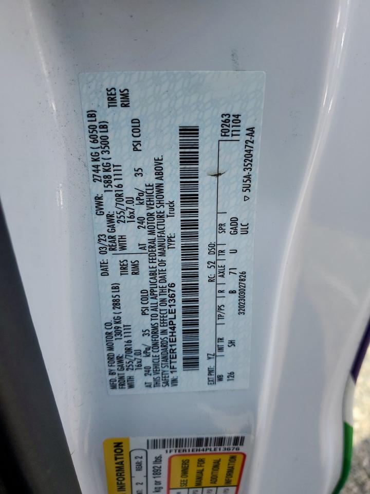 2023 Ford Ranger Xl VIN: 1FTER1EH4PLE13676 Lot: 68153445