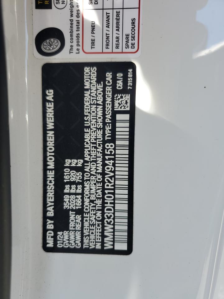 2024 Mini Cooper VIN: WMW33DH01R2V94158 Lot: 68818495