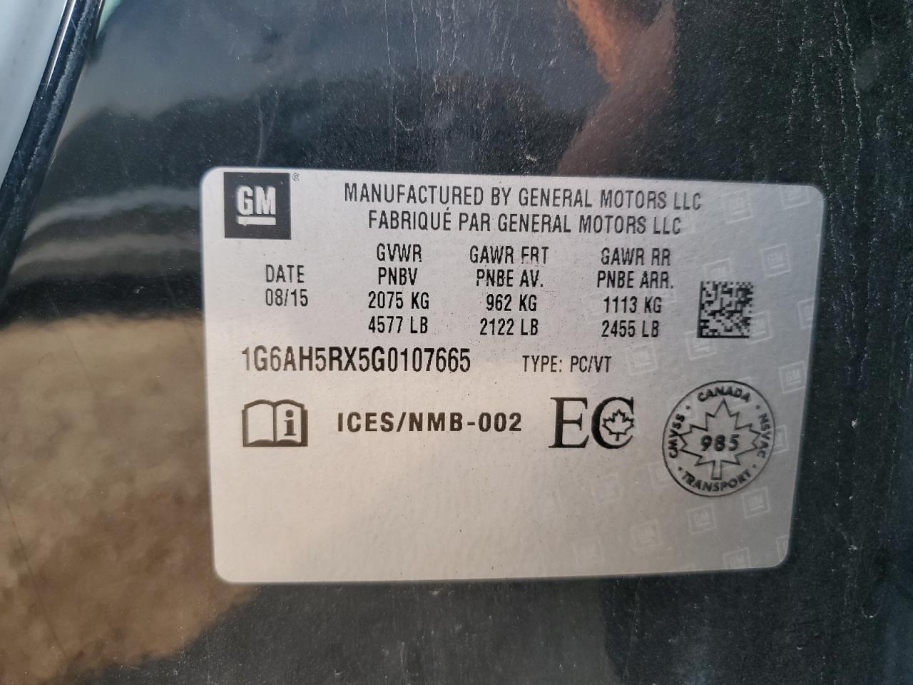 2016 Cadillac Ats Luxury VIN: 1G6AH5RX5G0107665 Lot: 67582755