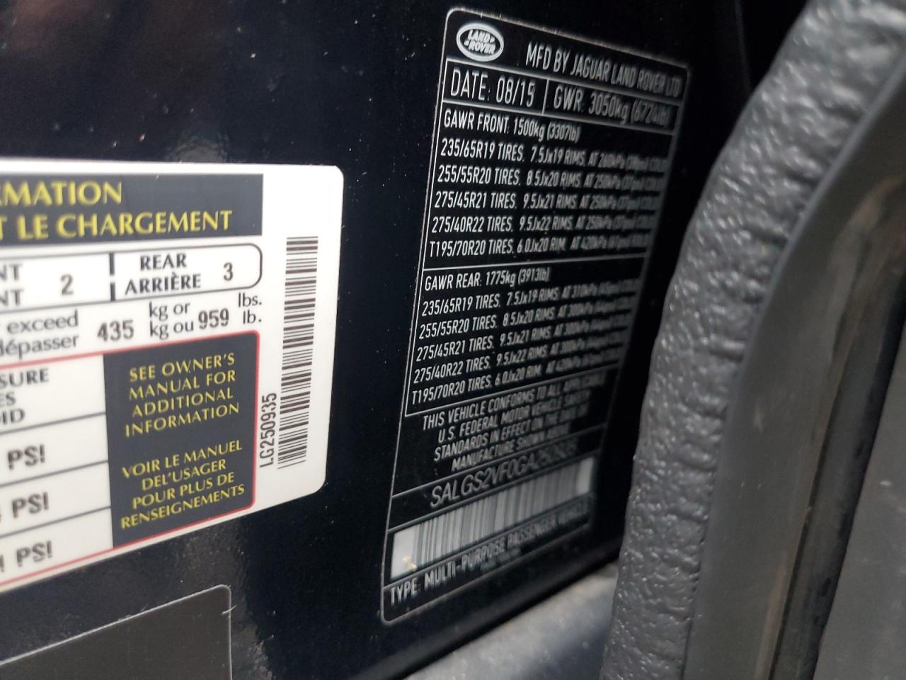 2016 Land Rover Range Rover Hse VIN: SALGS2VF0GA250935 Lot: 66657705