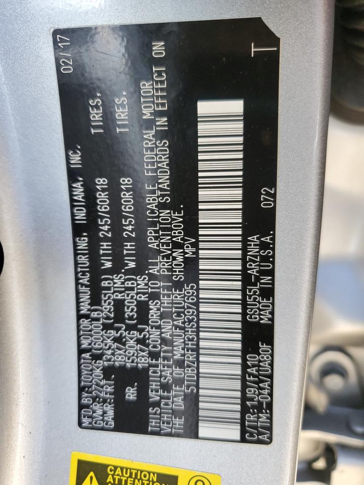 2017 Toyota Highlander Le VIN: 5TDBZRFH3HS397695 Lot: 69770215