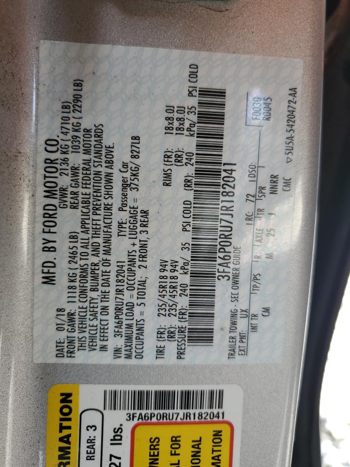 2018 Ford Fusion Titanium/Platinum Hev VIN: 3FA6P0RU7JR182041 Lot: 68628935