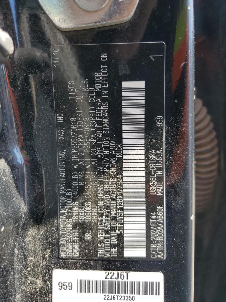 2011 Toyota Tundra Double Cab Sr5 VIN: 5TFUY5F12BX177974 Lot: 69147415