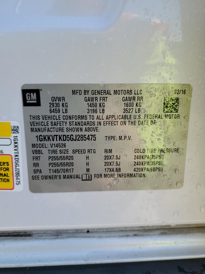 2016 GMC Acadia Denali VIN: 1GKKVTKD5GJ285475 Lot: 70338035