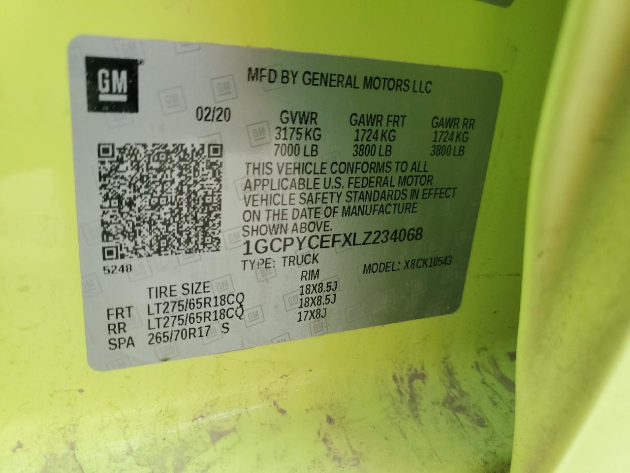 2020 Chevrolet Silverado K1500 Trail Boss Custom VIN: 1GCPYCEFXLZ234068 Lot: 70592275