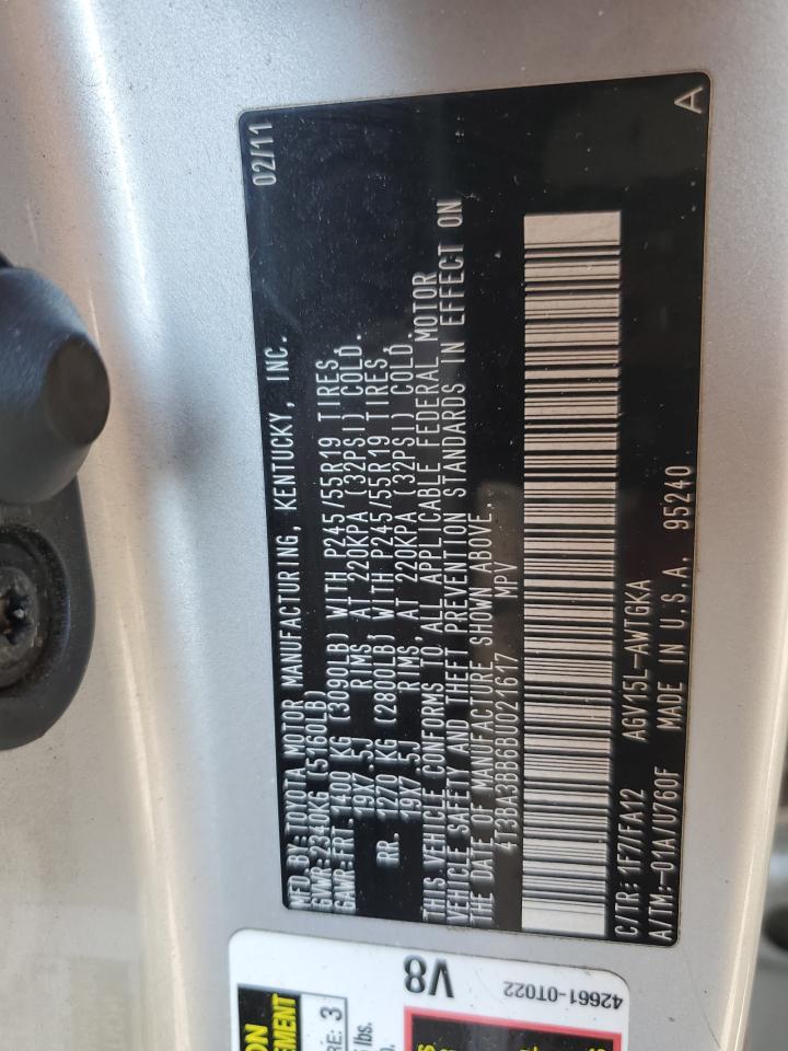 2011 Toyota Venza VIN: 4T3BA3BB6BU021617 Lot: 70603165