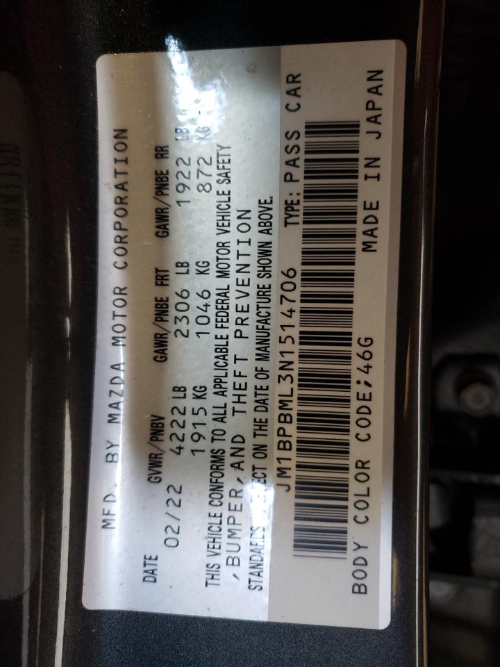 2022 Mazda 3 Premium VIN: JM1BPBML3N1514706 Lot: 70400925