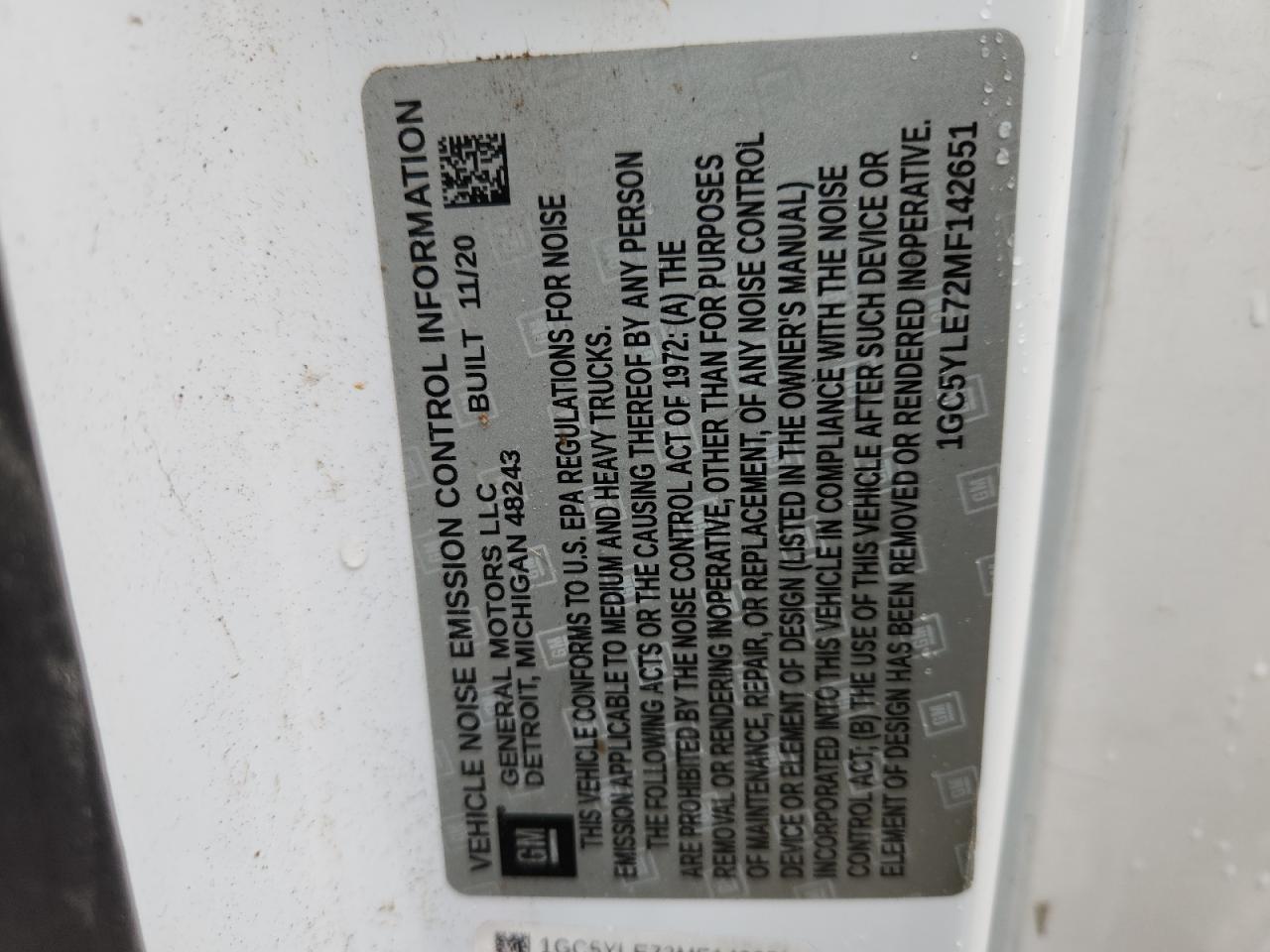 2021 Chevrolet Silverado K2500 Heavy Duty VIN: 1GC5YLE72MF142651 Lot: 70094185