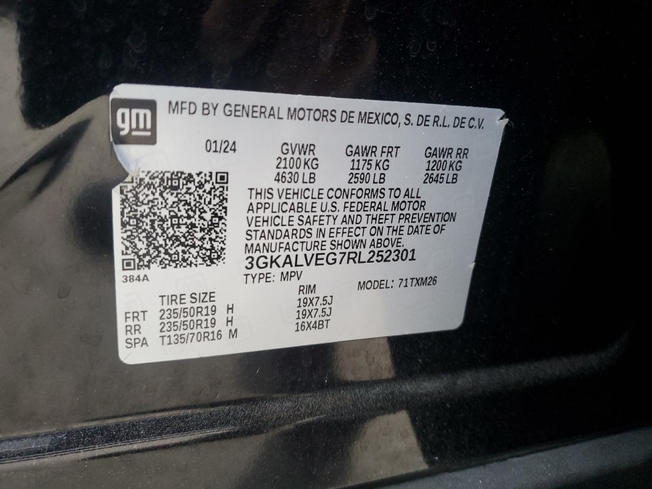 2024 GMC Terrain Slt VIN: 3GKALVEG7RL252301 Lot: 67456385