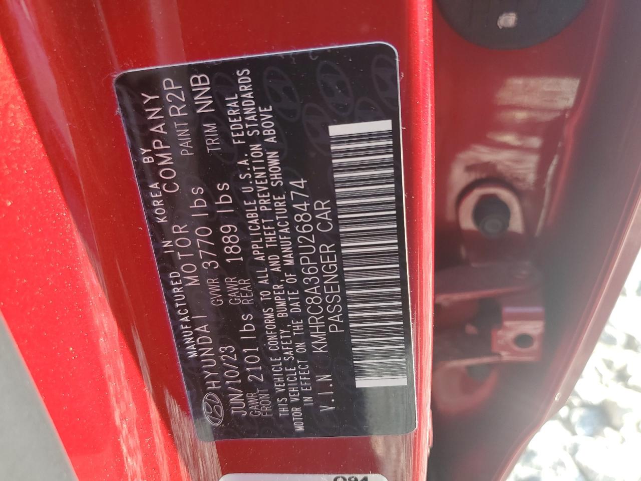 2023 Hyundai Venue Sel VIN: KMHRC8A36PU268474 Lot: 69398735