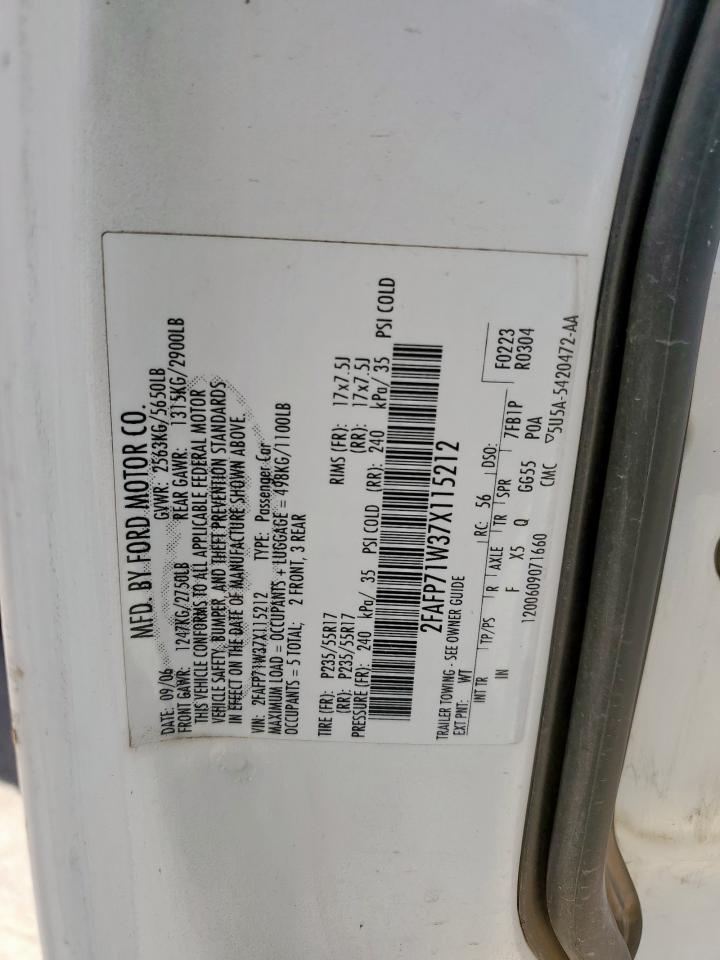 2007 Ford Crown Victoria Police Interceptor VIN: 2FAFP71W37X115212 Lot: 69371995