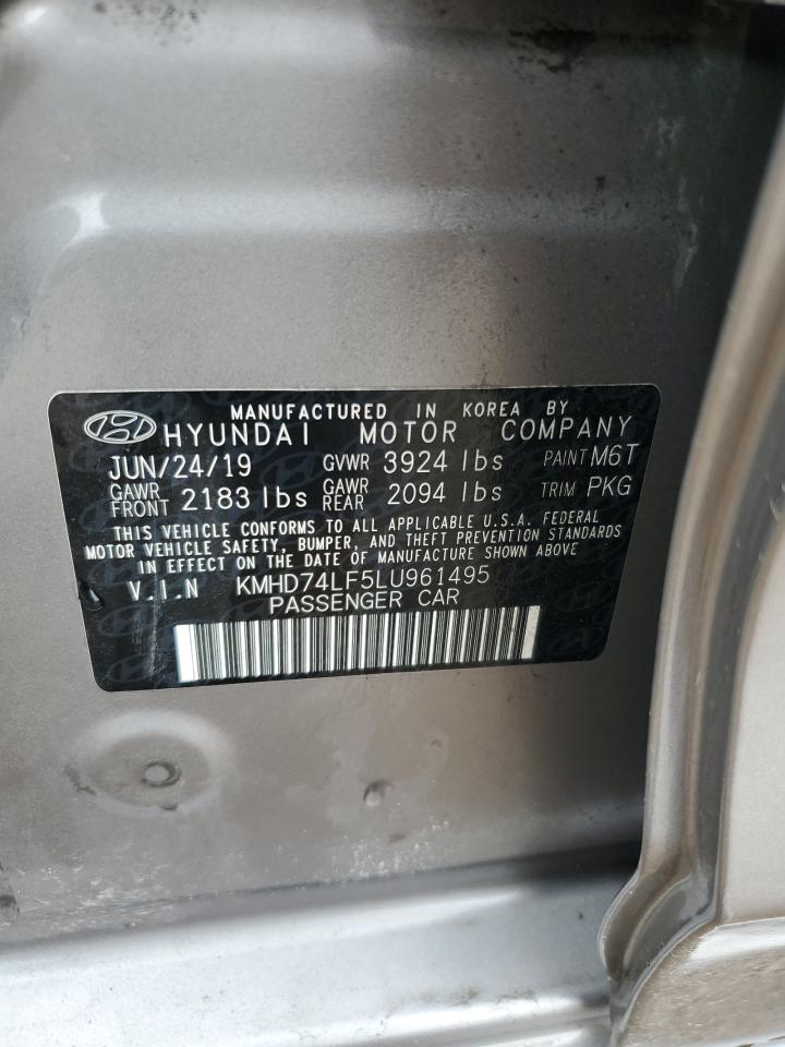 2020 Hyundai Elantra Se VIN: KMHD74LF5LU961495 Lot: 68755225