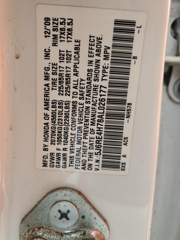 2010 Honda Cr-V Exl VIN: 5J6RE4H78AL026177 Lot: 67970575