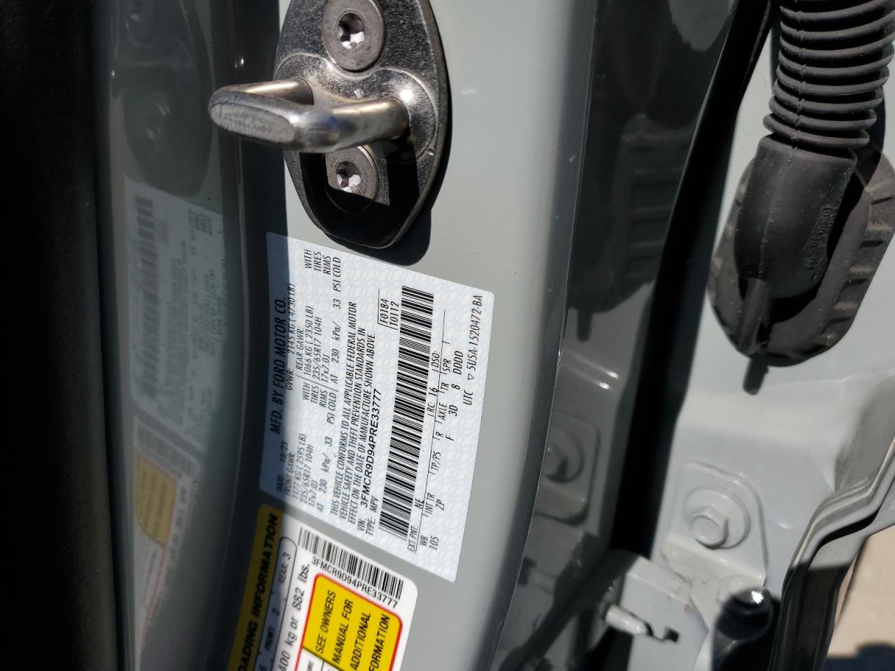 2023 Ford Bronco Sport Badlands VIN: 3FMCR9D94PRE33777 Lot: 70559275