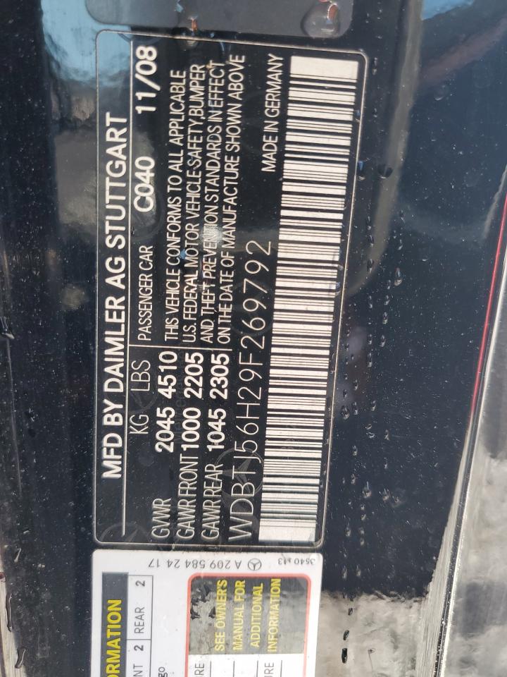 2009 Mercedes-Benz Clk 350 VIN: WDBTJ56H29F269792 Lot: 70140045