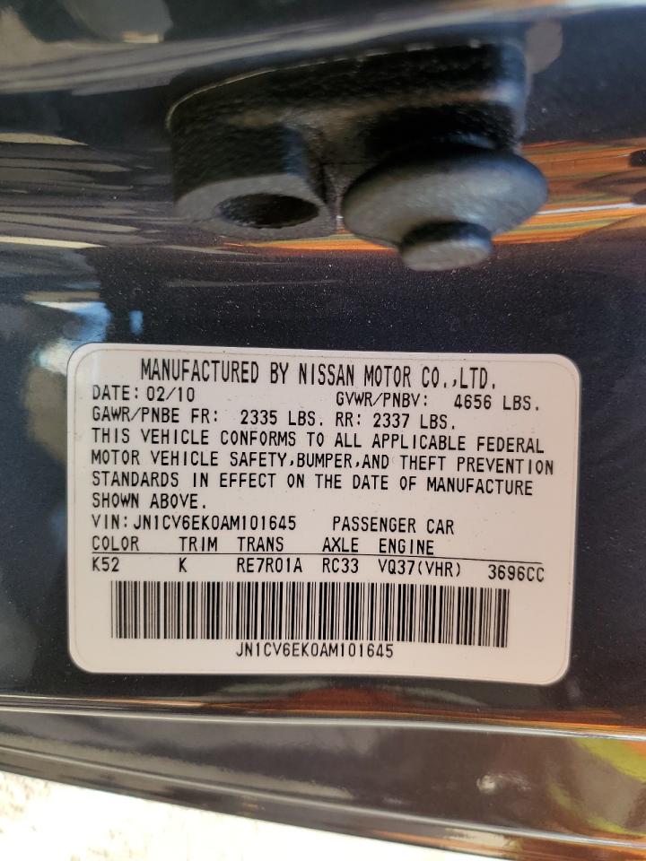 2010 Infiniti G37 Base VIN: JN1CV6EK0AM101645 Lot: 67831455