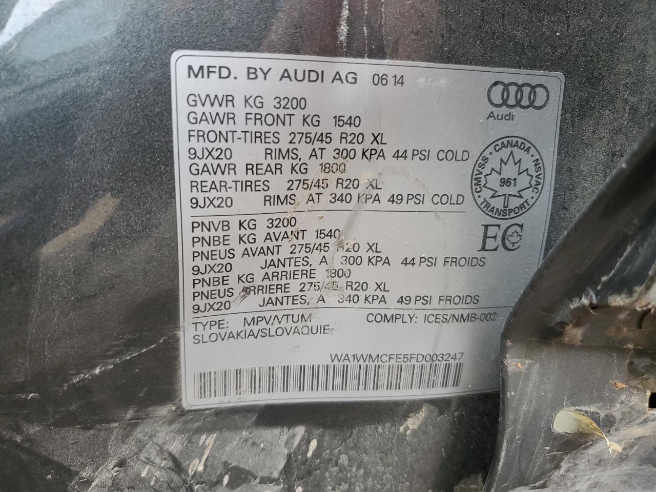 2015 Audi Q7 Tdi Prestige VIN: WA1WMCFE5FD003247 Lot: 67549095