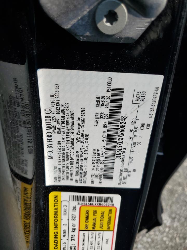 2019 Lincoln Mkz VIN: 3LN6L5KUXKR608248 Lot: 65548755