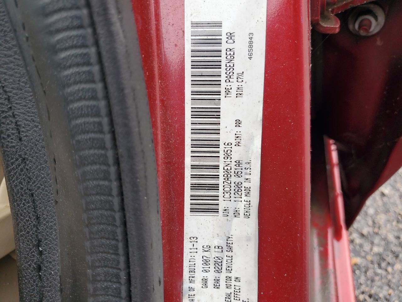 2014 Dodge Avenger Se VIN: 1C3CDZAB0EN190516 Lot: 67366865