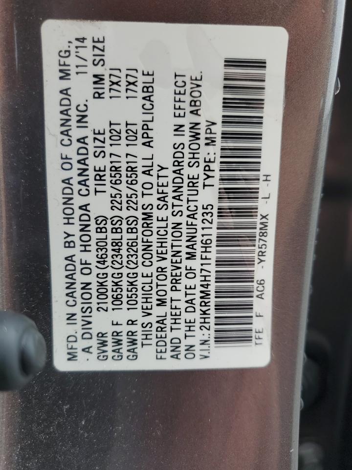 2HKRM4H71FH611235 2015 Honda Cr-V Exl