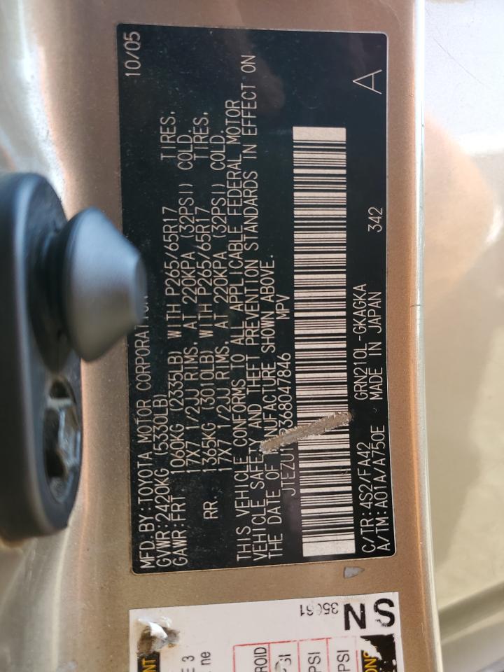 2006 Toyota 4Runner Sr5 VIN: JTEZU14R368047846 Lot: 66534185