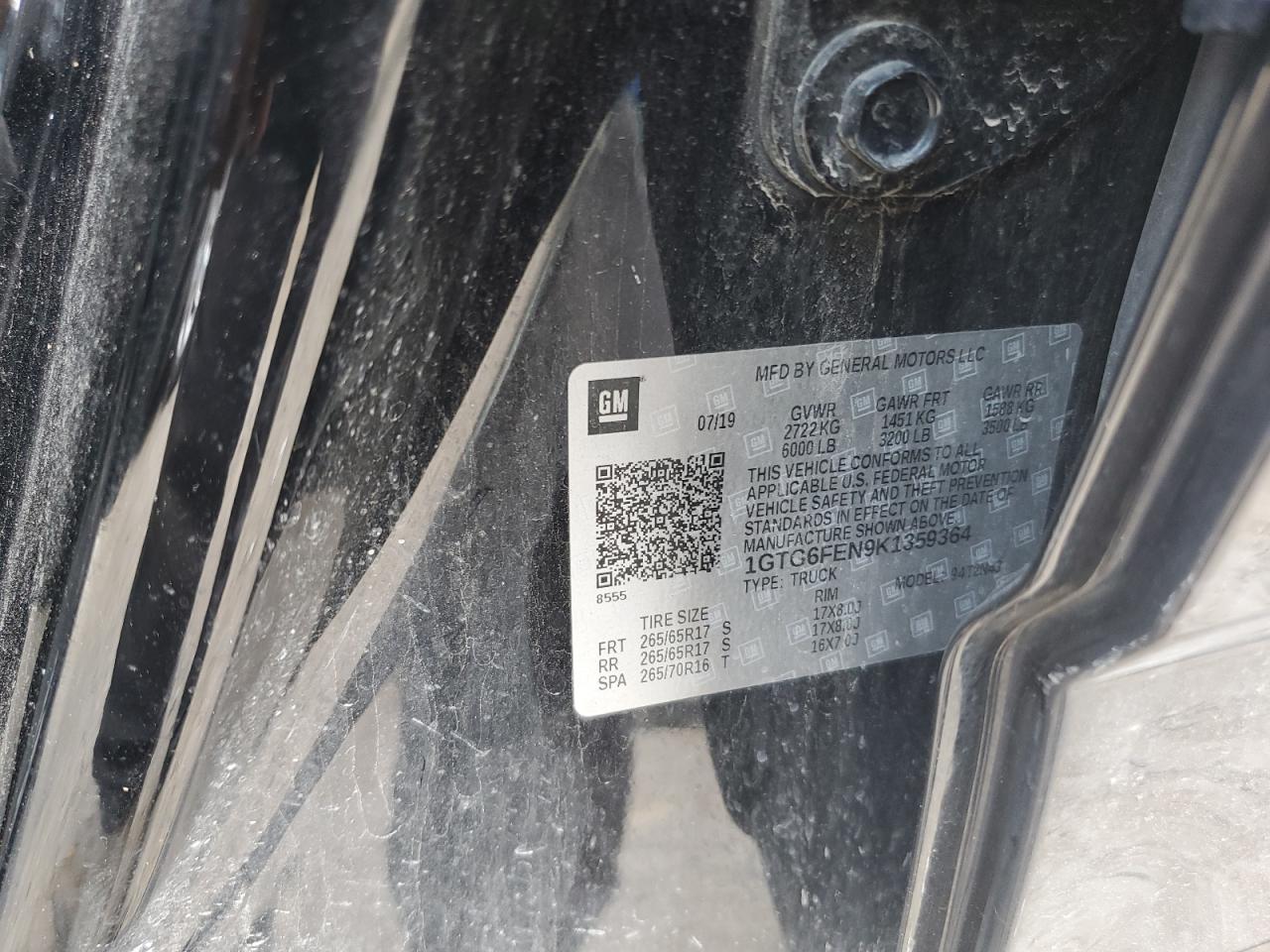 2019 GMC Canyon All Terrain VIN: 1GTG6FEN9K1359364 Lot: 67560825