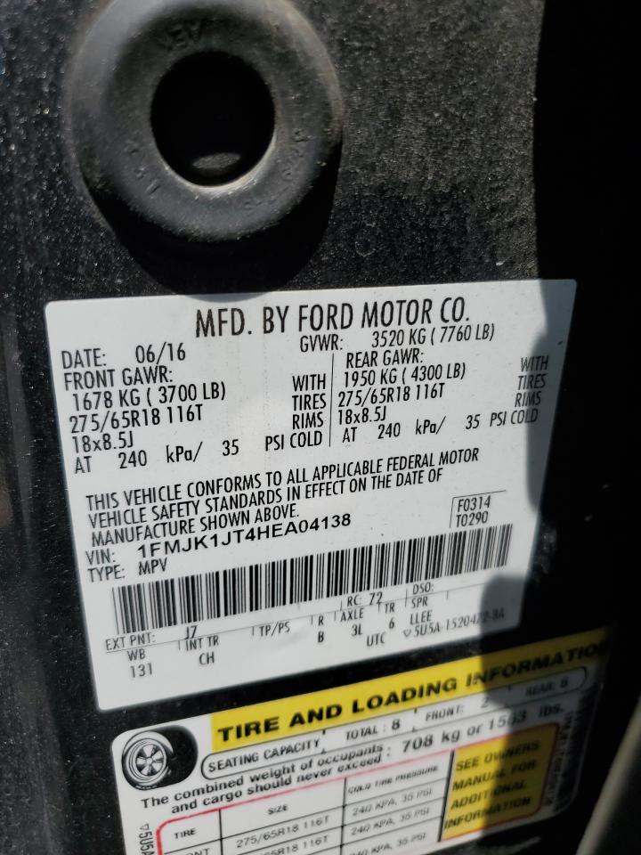 2017 Ford Expedition El Xlt VIN: 1FMJK1JT4HEA04138 Lot: 68830775