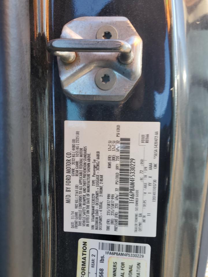 2015 Ford Mustang VIN: 1FA6P8AM4F5330229 Lot: 69495055