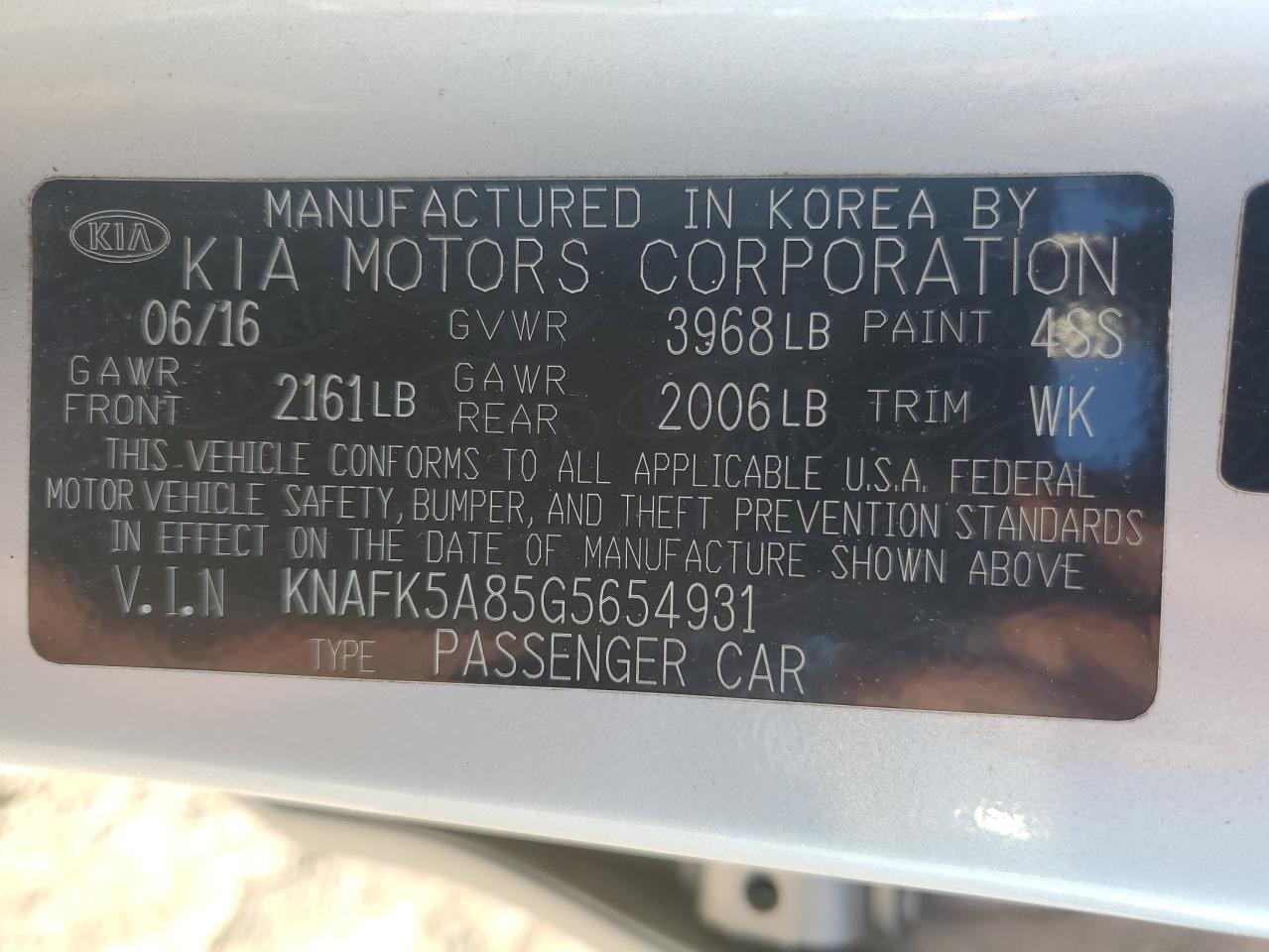 2016 Kia Forte Lx VIN: KNAFK5A85G5654931 Lot: 67848685