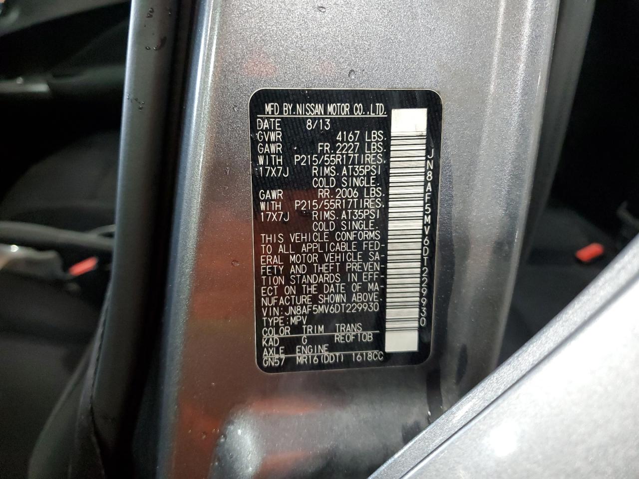 2013 Nissan Juke S VIN: JN8AF5MV6DT229930 Lot: 68472775