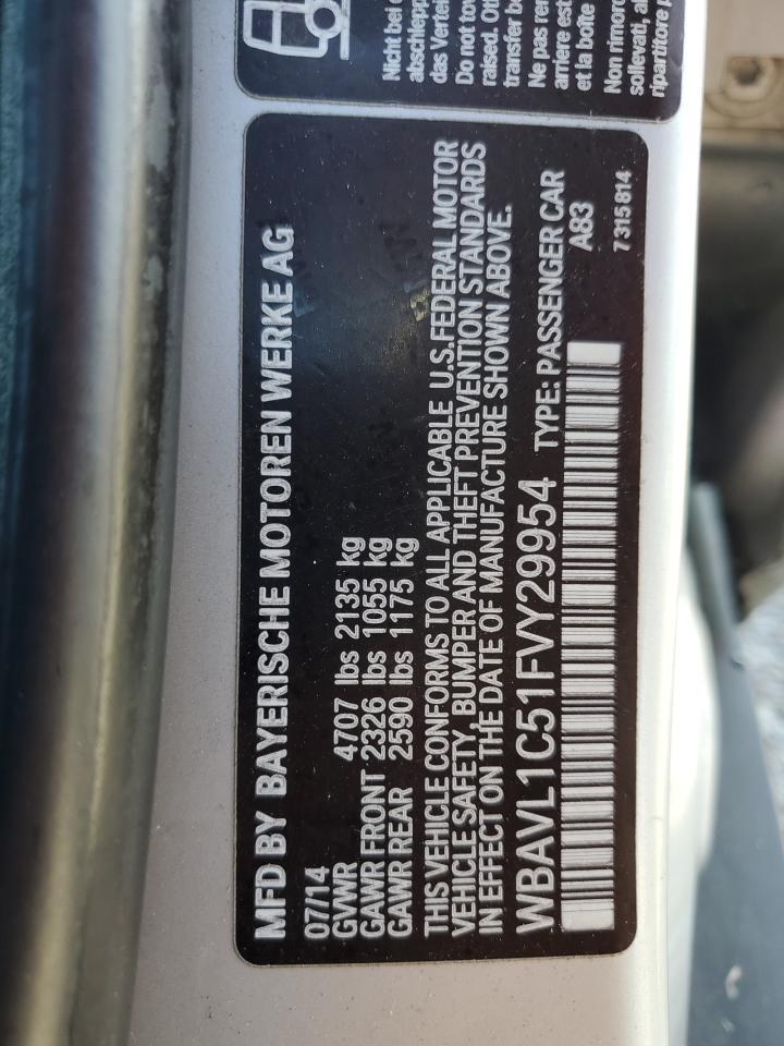 2015 BMW X1 xDrive28I VIN: WBAVL1C51FVY29954 Lot: 67088105