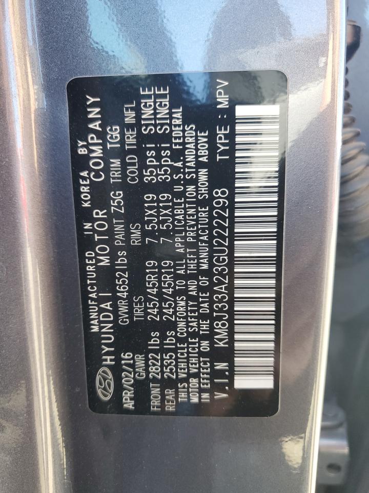 2016 Hyundai Tucson Limited VIN: KM8J33A23GU222298 Lot: 70561215