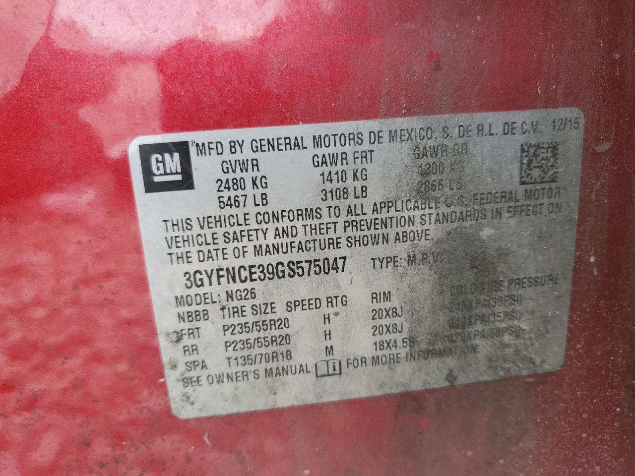 2016 Cadillac Srx Performance Collection VIN: 3GYFNCE39GS575047 Lot: 70695985