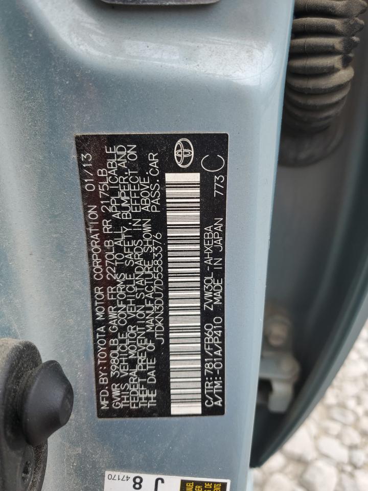 2013 Toyota Prius VIN: JTDKN3DU7D5583376 Lot: 70039015