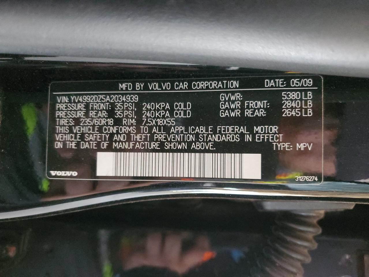 2010 Volvo Xc60 T6 VIN: YV4992DZ5A2034939 Lot: 67146905