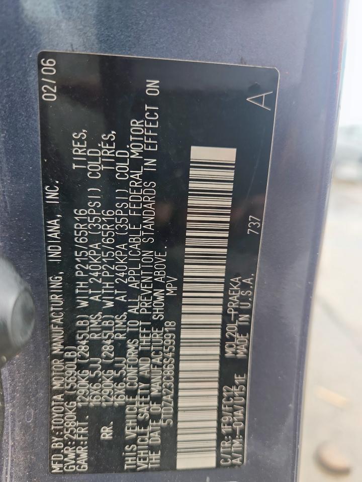 2006 Toyota Sienna Ce VIN: 5TDZA23C86S459918 Lot: 70173965