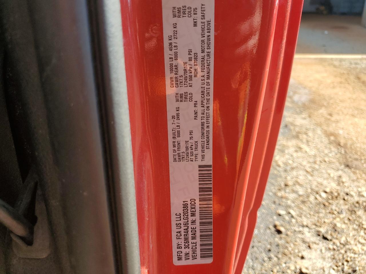 2020 Ram 2500 Tradesman VIN: 3C6MR4AJ6LG203861 Lot: 70375475