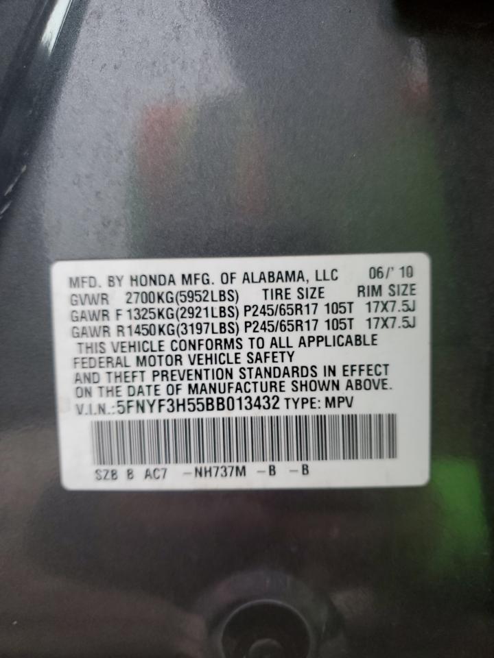 2011 Honda Pilot Exl VIN: 5FNYF3H55BB013432 Lot: 70853425