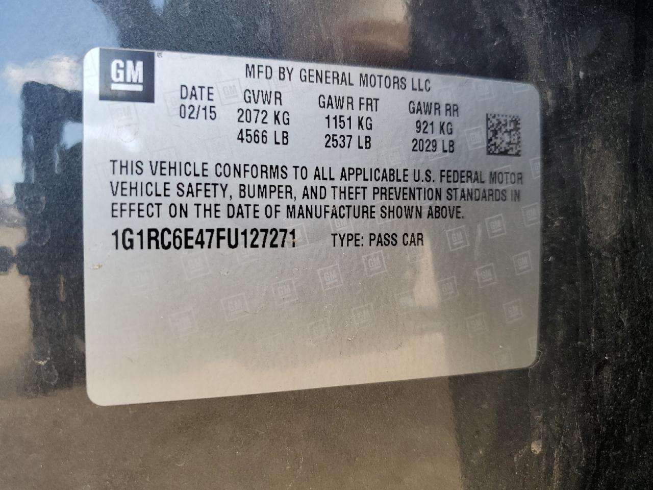 2015 Chevrolet Volt VIN: 1G1RC6E47FU127271 Lot: 69878505