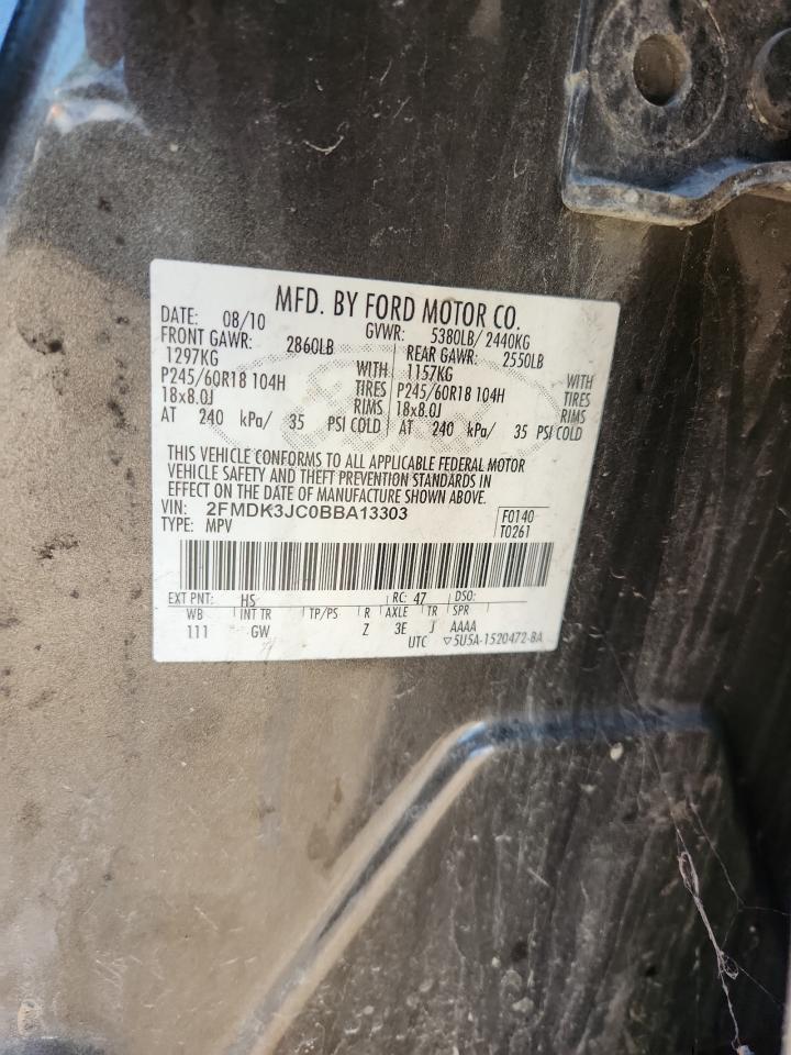 2011 Ford Edge Sel VIN: 2FMDK3JC0BBA13303 Lot: 70532865