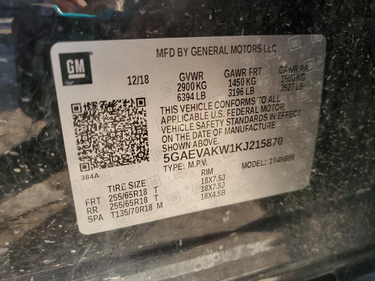 2019 Buick Enclave Essence VIN: 5GAEVAKW1KJ215870 Lot: 69873885