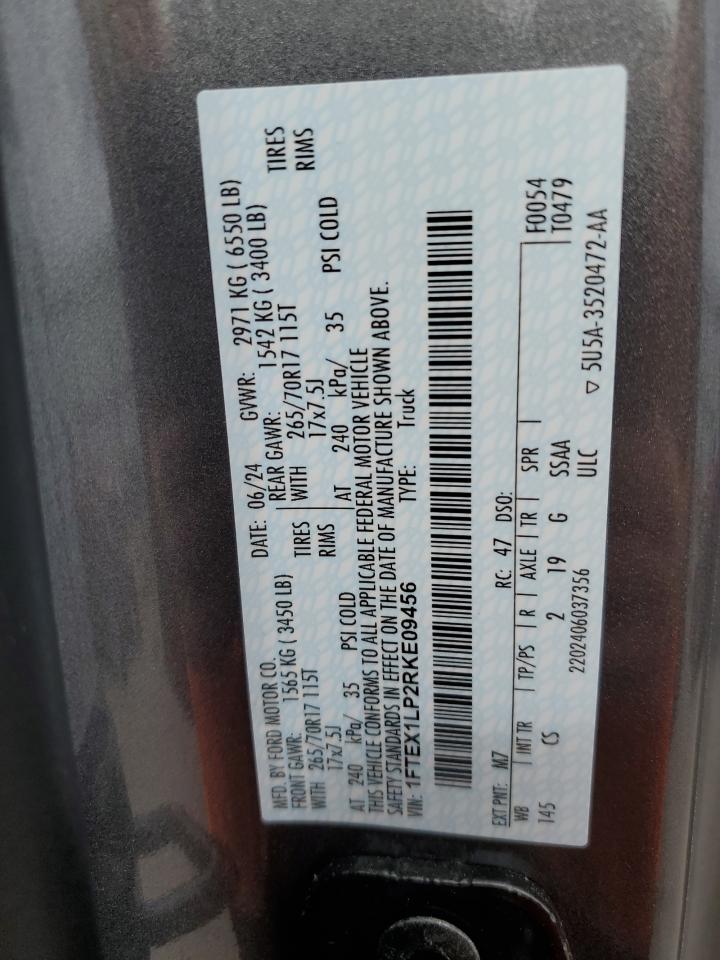 2024 Ford F150 Xl VIN: 1FTEX1LP2RKE09456 Lot: 67971465