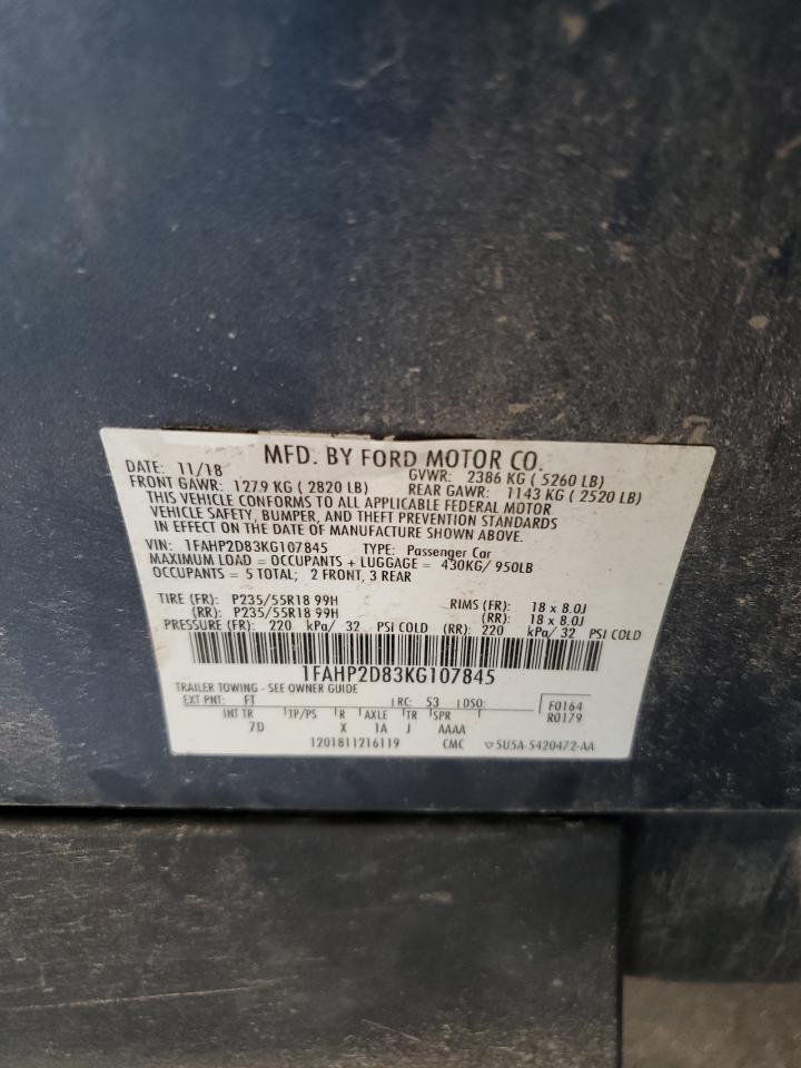 2019 Ford Taurus Se VIN: 1FAHP2D83KG107845 Lot: 70388865