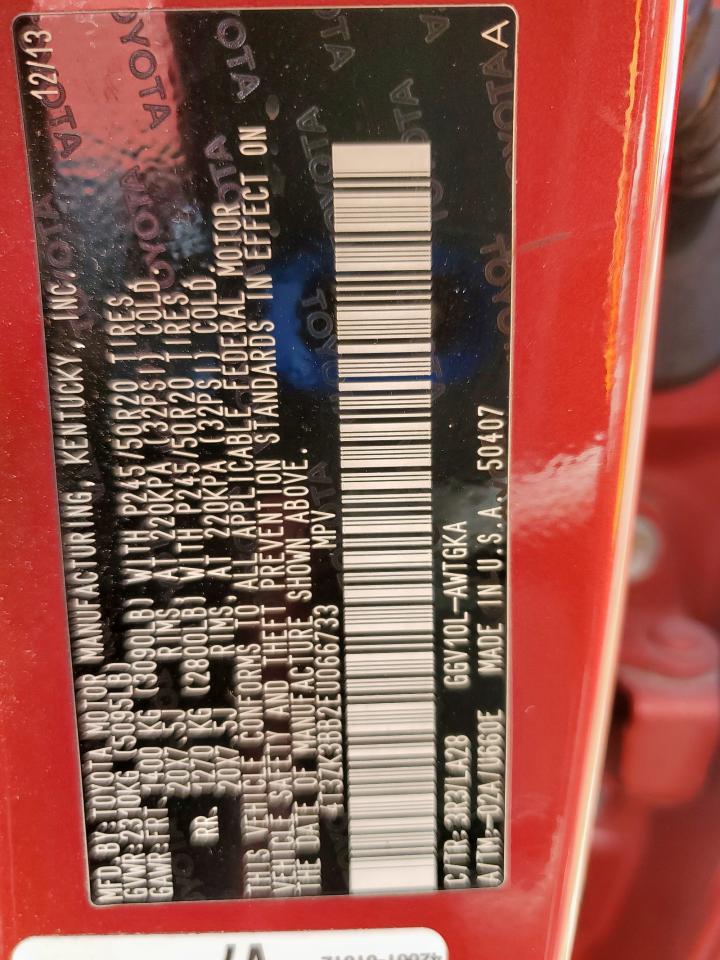 2014 Toyota Venza Le VIN: 4T3ZK3BB2EU066733 Lot: 70461175