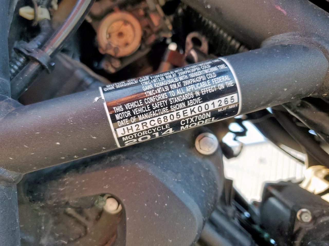 2014 Honda Ctx700 N VIN: JH2RC6805EK001265 Lot: 69634715